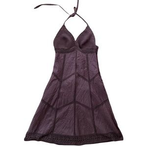 BCBG MAX AZRIA BROWN CROCHET MIDI DRESS